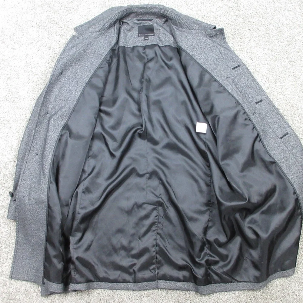 Banana Republic Jacket‎ Mens Large Gray Button Up Collared Overcoat Pockets Long